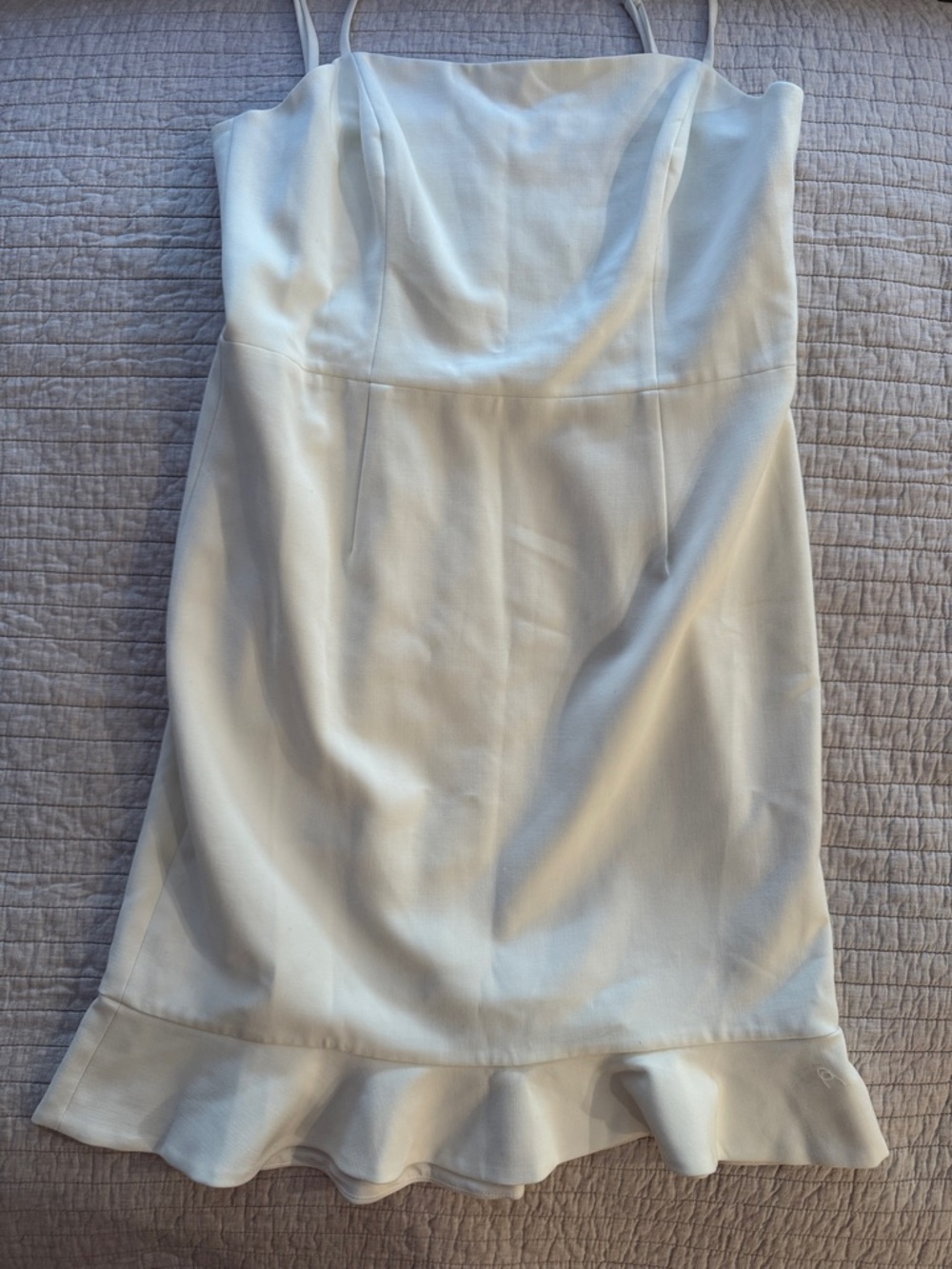 French Connection Mini White Ruffle Hem Dress - Picture 5 of 11